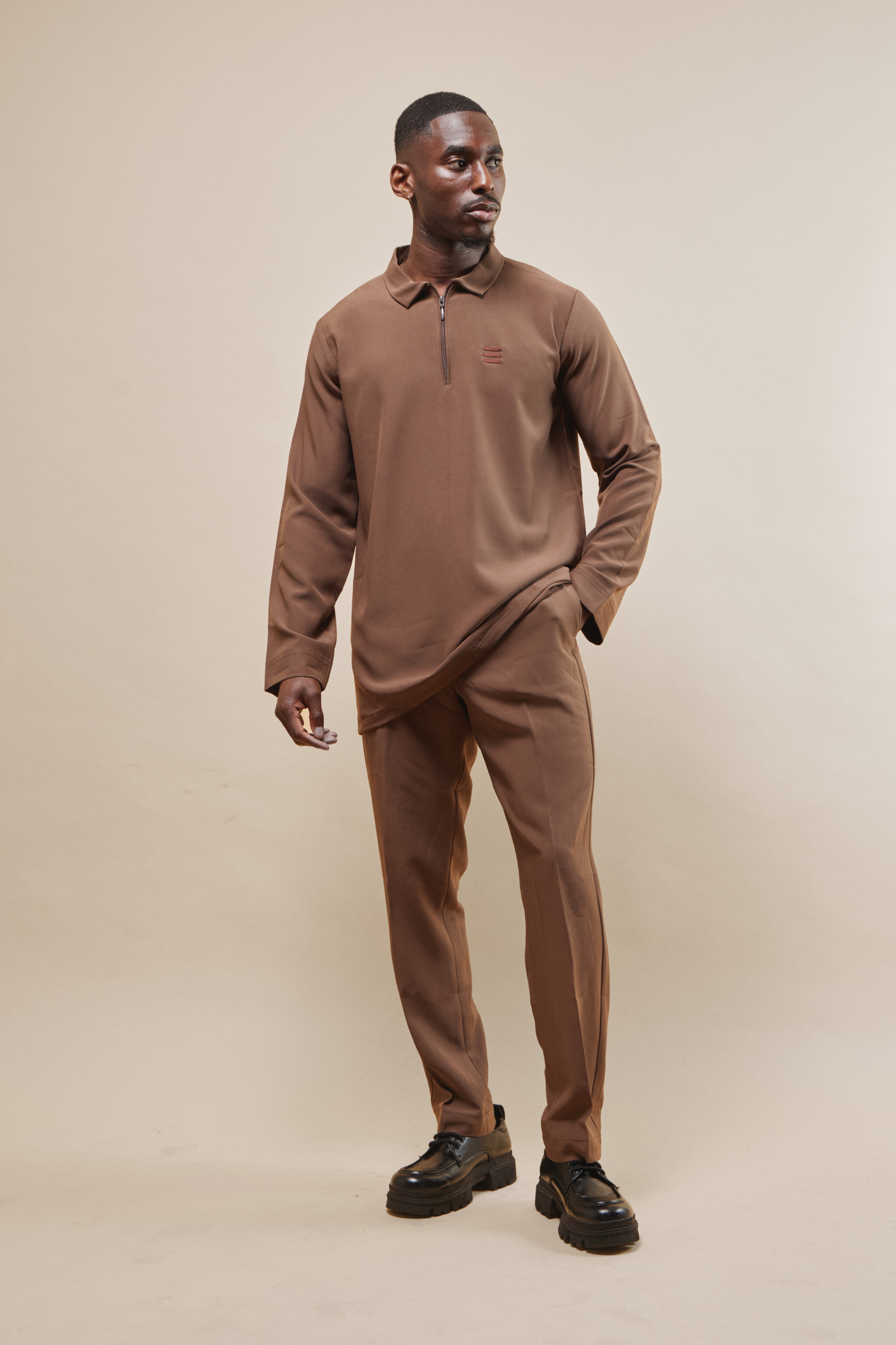 BROWN ERENTI TRACKSUIT - TOP
